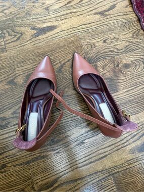 Franco Sarto Rust Brown Pointed-Toe Ankle-Strap Heels